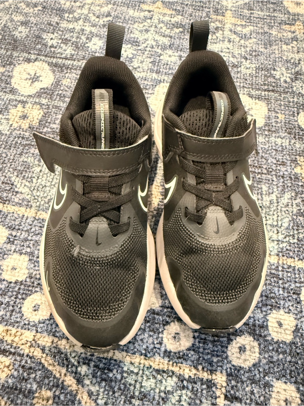 Nike Kids Black Athletic Sneakers with Hook-and-Loop Closure